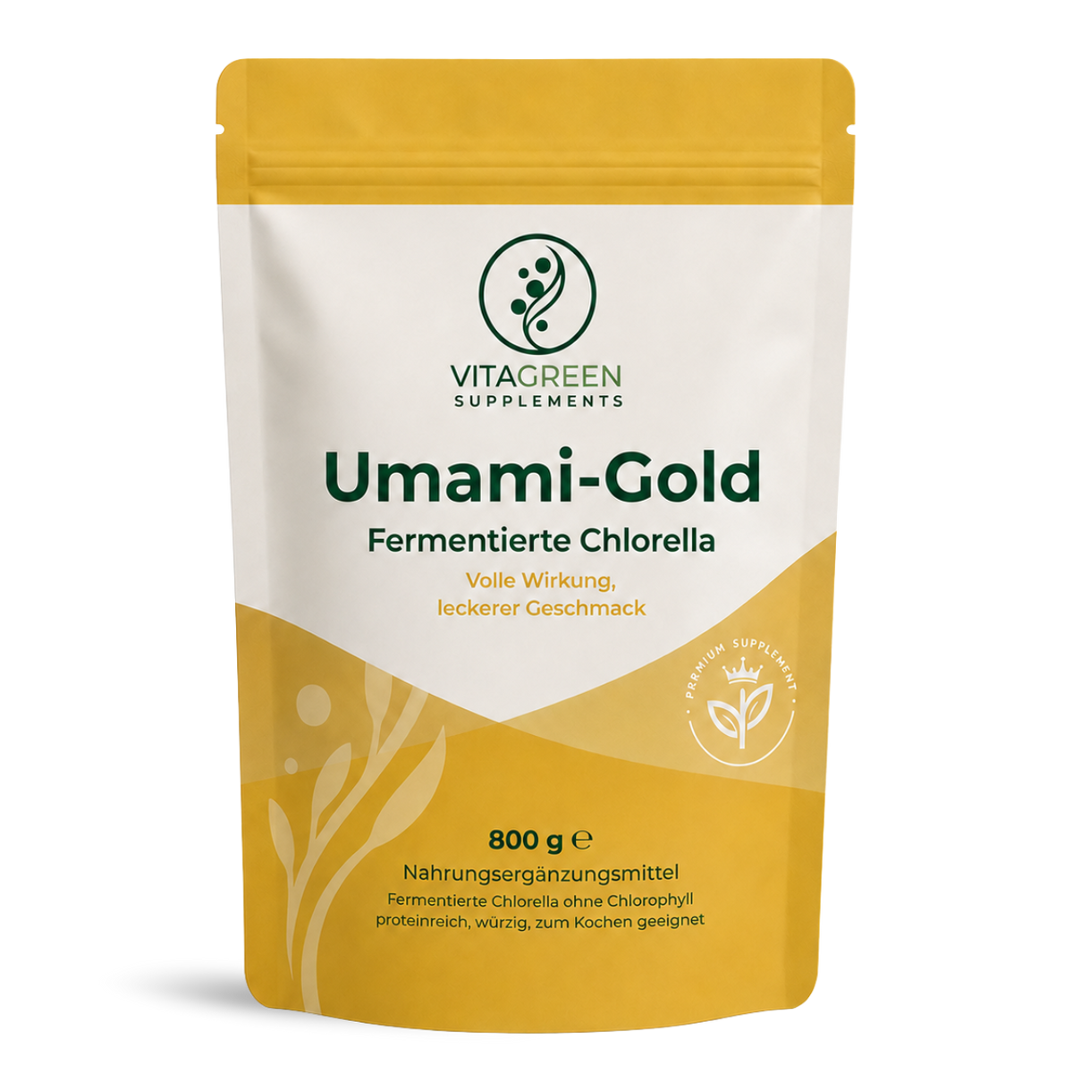 Umami-Gold Chlorella 800 g Ökopack — KI-erzeugtes Bild