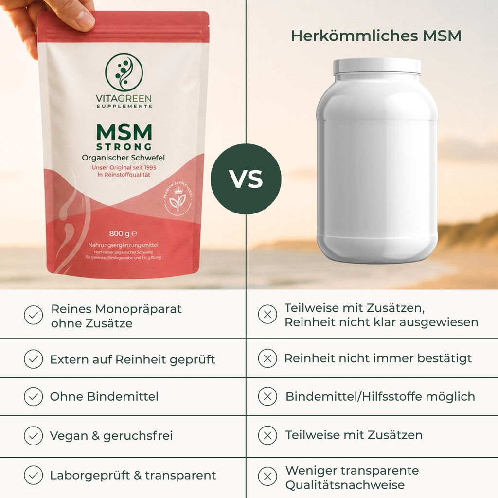 MSM STRONG im Vergleich zu herkömmlichem MSM
