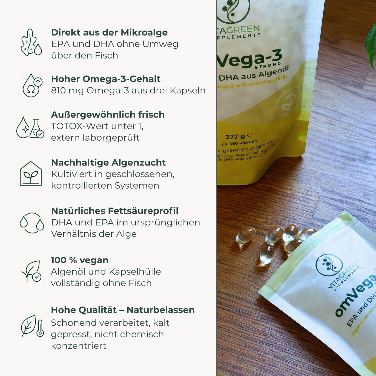 omVega-3 STRONG Algenöl – Produktvorteile im Überblick
