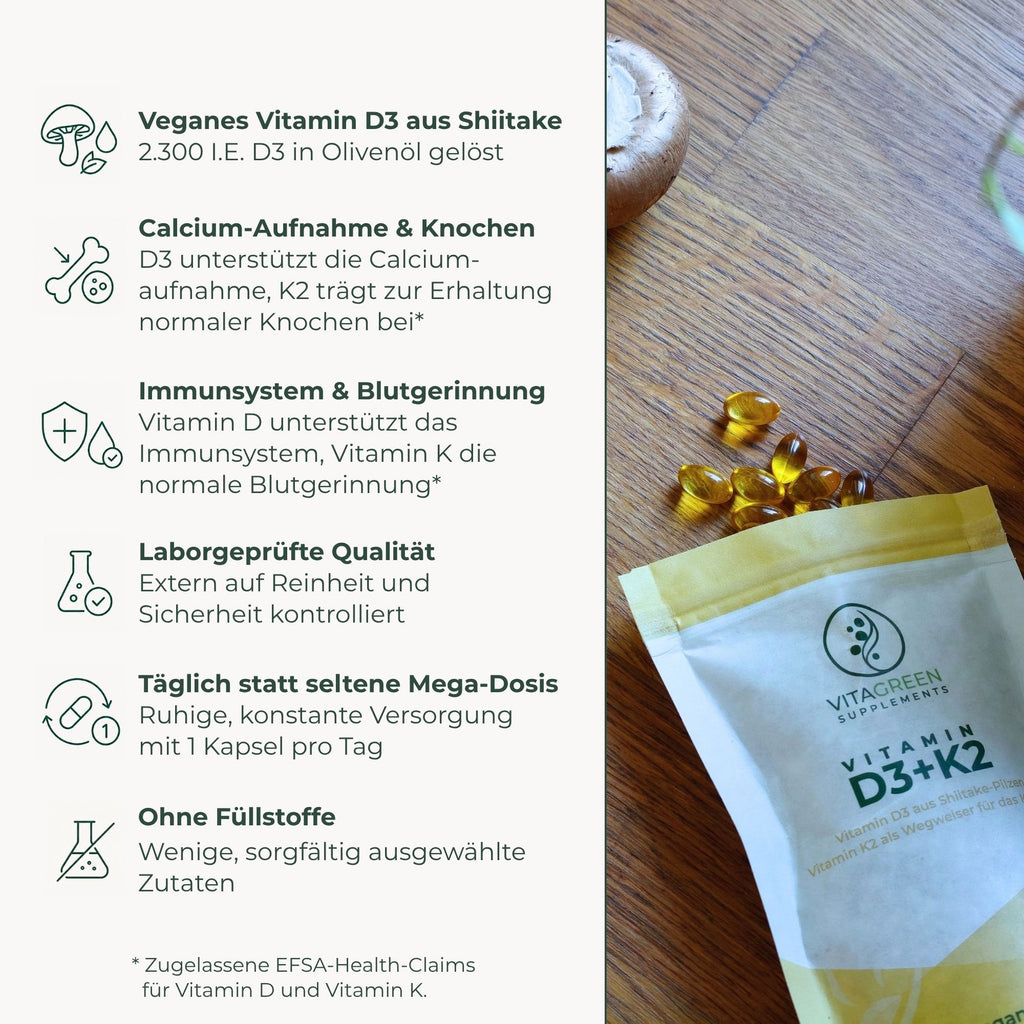 Vitamin D3 + K2 – Produktvorteile im Überblick