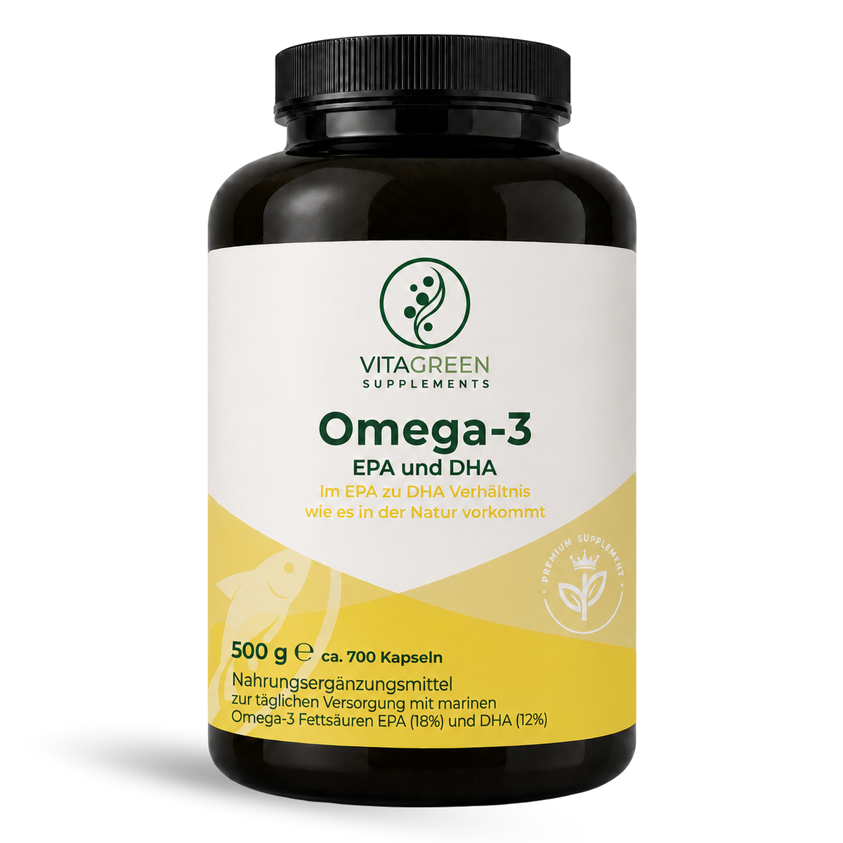 OMEGA-3 Premium Fischöl — Produktabbildung — KI-erzeugtes Bild