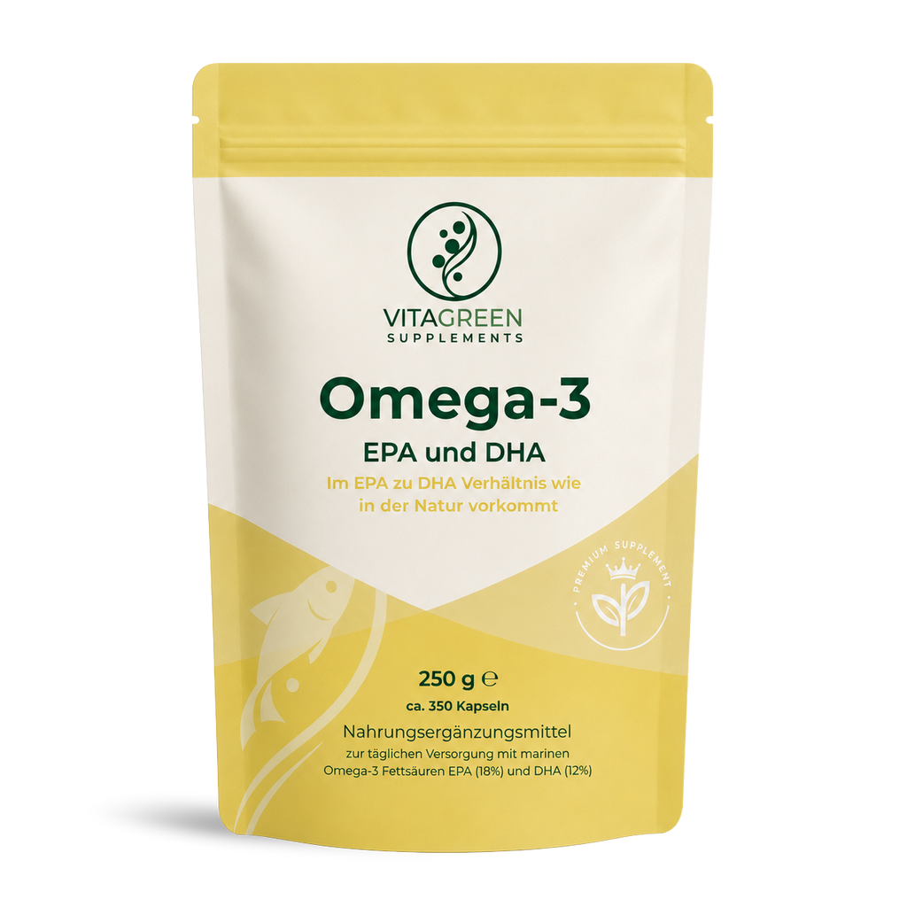 OMEGA-3 Premium Fischöl — Produktabbildung — KI-erzeugtes Bild
