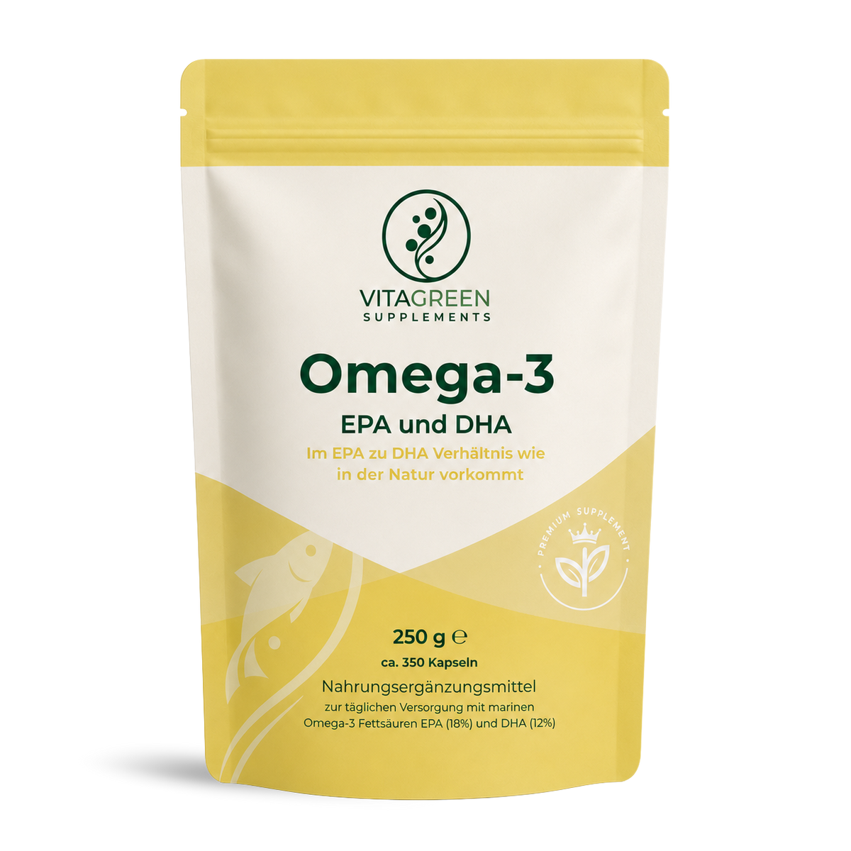 OMEGA-3 Premium Fischöl — Produktabbildung — KI-erzeugtes Bild