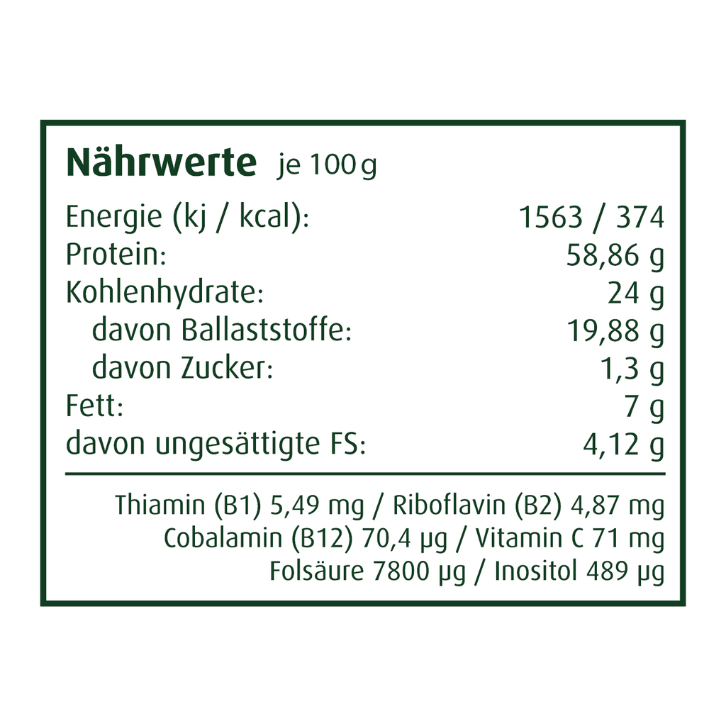 Naehrwerttabelle Umami-Gold Chlorella